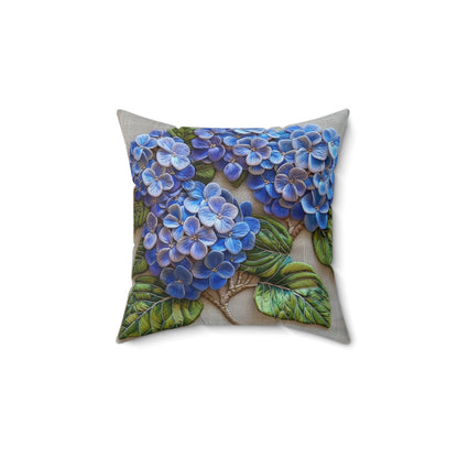 Hydrangea Purple Blue Decorative Pillow, Botanical Home Decor Pillow