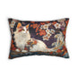 A White Calico Cat Cherry Blossom Japanese Art Style  Lumbar Pillow