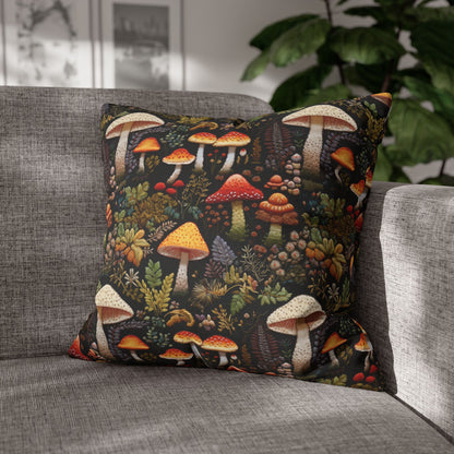 Forest Mushrooms Embroidery Pattern Pillowcase