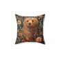 William Morris Floral Bear Pillow Spun Polyester Square Pillow | Decorative Home Accent
