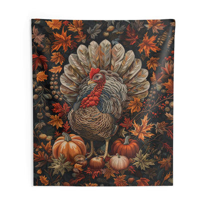 Thanksgiving Turkey William Morris Art Deco Hanging Home Decor | Fall Turkey Art Wall Tapestry