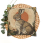 Retro Botanical Rabbit Pillowcase , Rustic Rabbit Sunburst Throw Pillow Cover