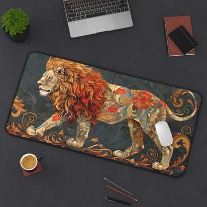 William Morris Inspired Victorian Lion Desk Mat 2 Sizes | Art Nouveau Office Decor Gift Desk Mats