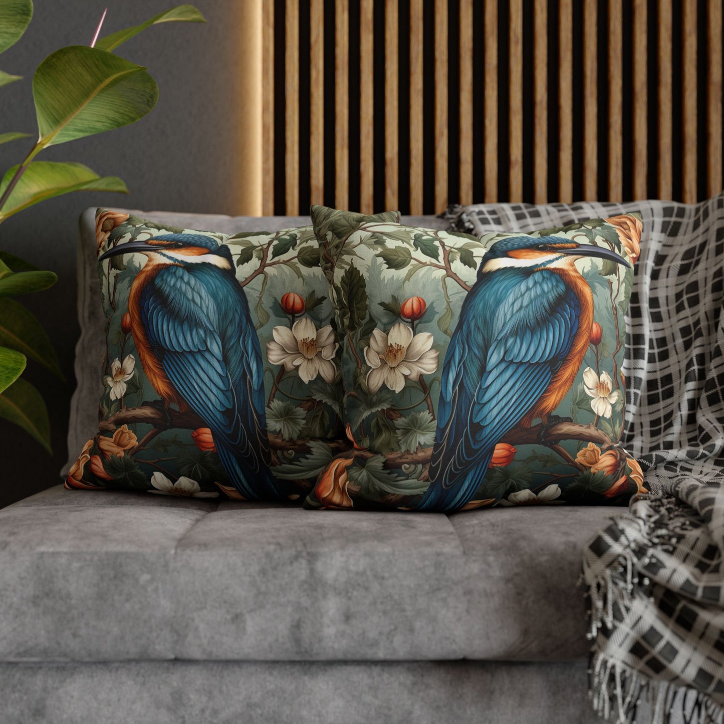 William Morris Inspired Botanical Kingfisher Pillowcase