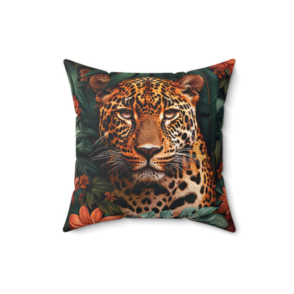 William Morris Inspired Leopard Pillow, Farmhouse Decorative Leopard Cushion, Spun Polyester Square Pillow