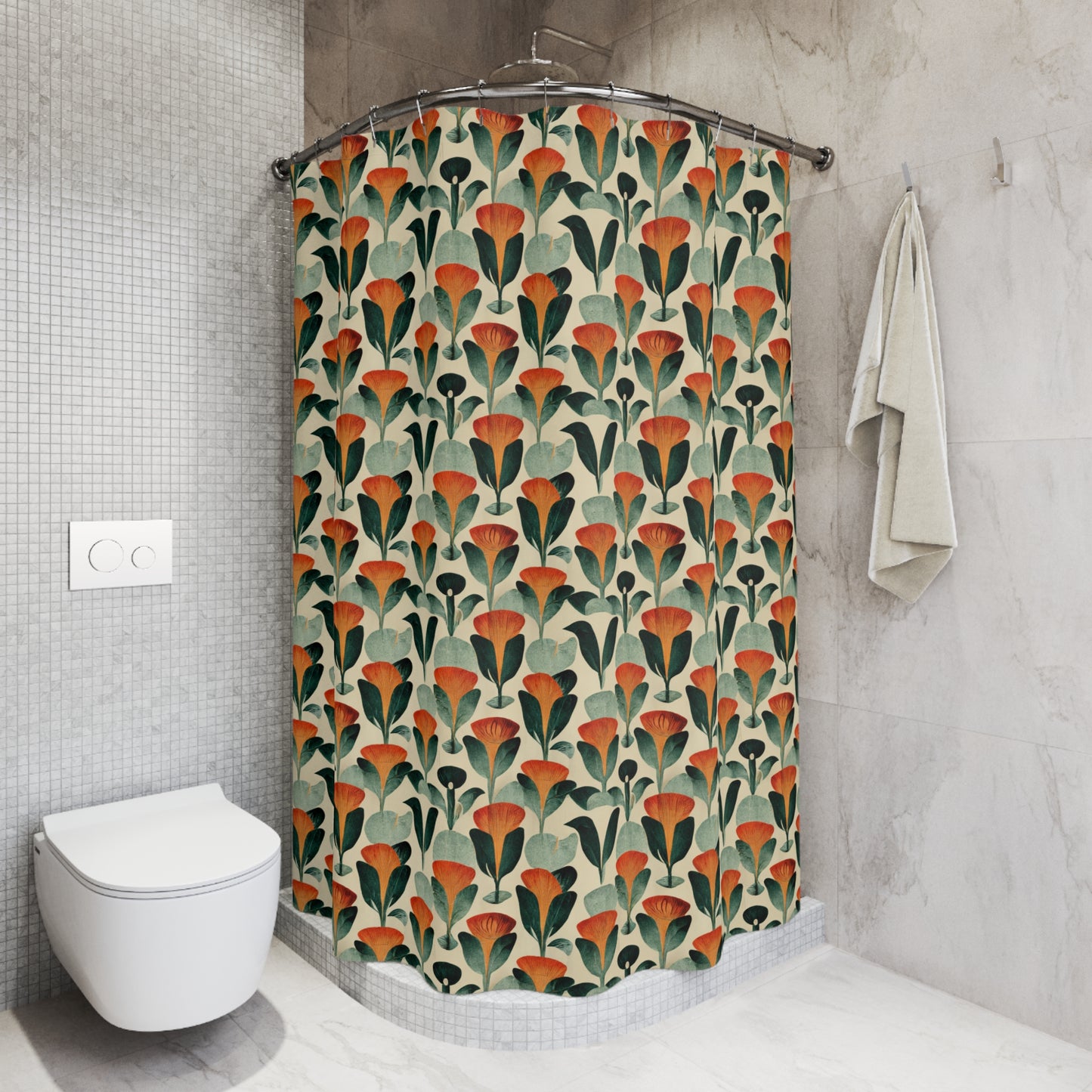 Botanical Art Deco Polyester Shower Curtain