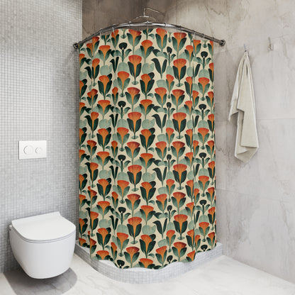 Botanical Art Deco Polyester Shower Curtain