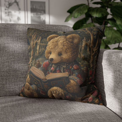 Rococo Teddy Bear Vintage Book Square Pillowcase