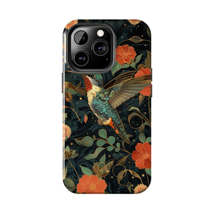 Art Deco Hummingbird Print in The Style of William Morris iPhone Tough Case