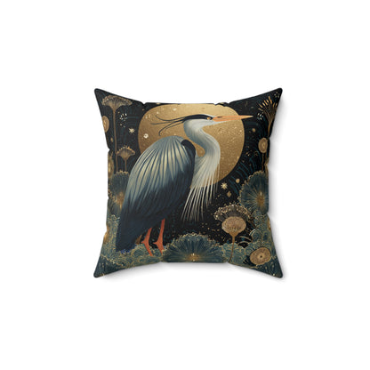 Heron Moon Decorative Pillow, Botanical Coastal Throw Pillow