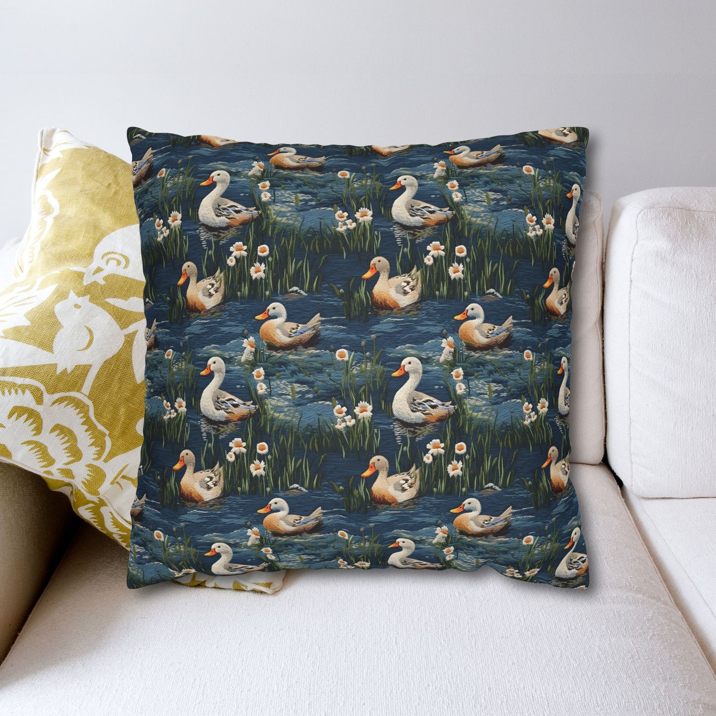 Woodland Duck Embroidery Pattern Pillowcase