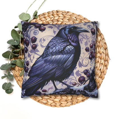 Gothic Raven Pillow Cover, Dark Forest Bird Decor,  pillowcase