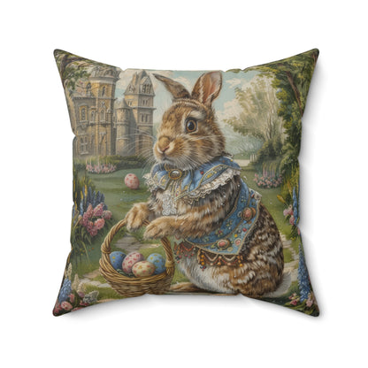 Rococo Bunny Easter Eggs Pillow: William Morris Style Decor