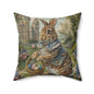 Rococo Bunny Easter Eggs Pillow: William Morris Style Decor