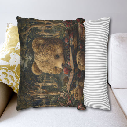 Rococo Teddy Bear Vintage Book Square Pillowcase