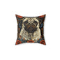 William Morris Pug Dog Pillow Inspired, Decorative Pug Cushion, Spun Polyester Square Pillow