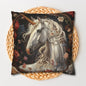 White Unicorn Botanical William Morris Inspired Victorian Pillowcase, Home Decor, Spun Polyester Square Pillowcase