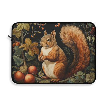 Red Squirrel Laptop Sleeve, William Morris Inspired Autumn Forest Art Case, Woodland Botanical Animal Laptop Cover (12”, 13”, 15”)