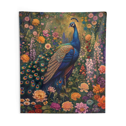 Tapestry of Peacock Wildflowers | William Morris Inspired Art Deco Hanging and Home Decor