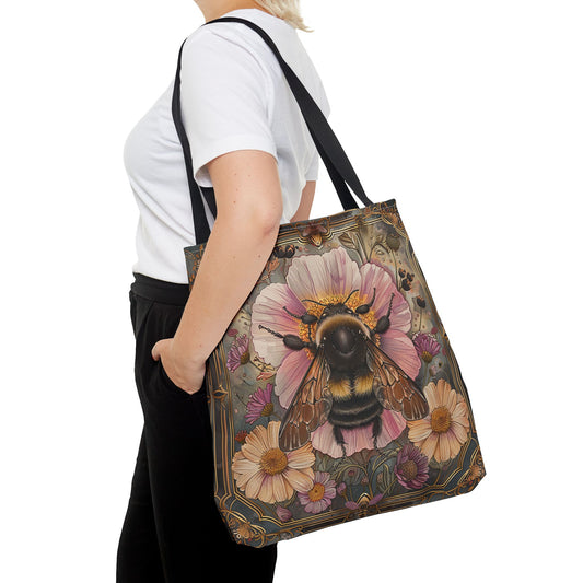 Vintage Floral Bumblebee Tote Bag William Morris Inspired, Bee Floral Tote Bag, Eco-Friendly Carryall