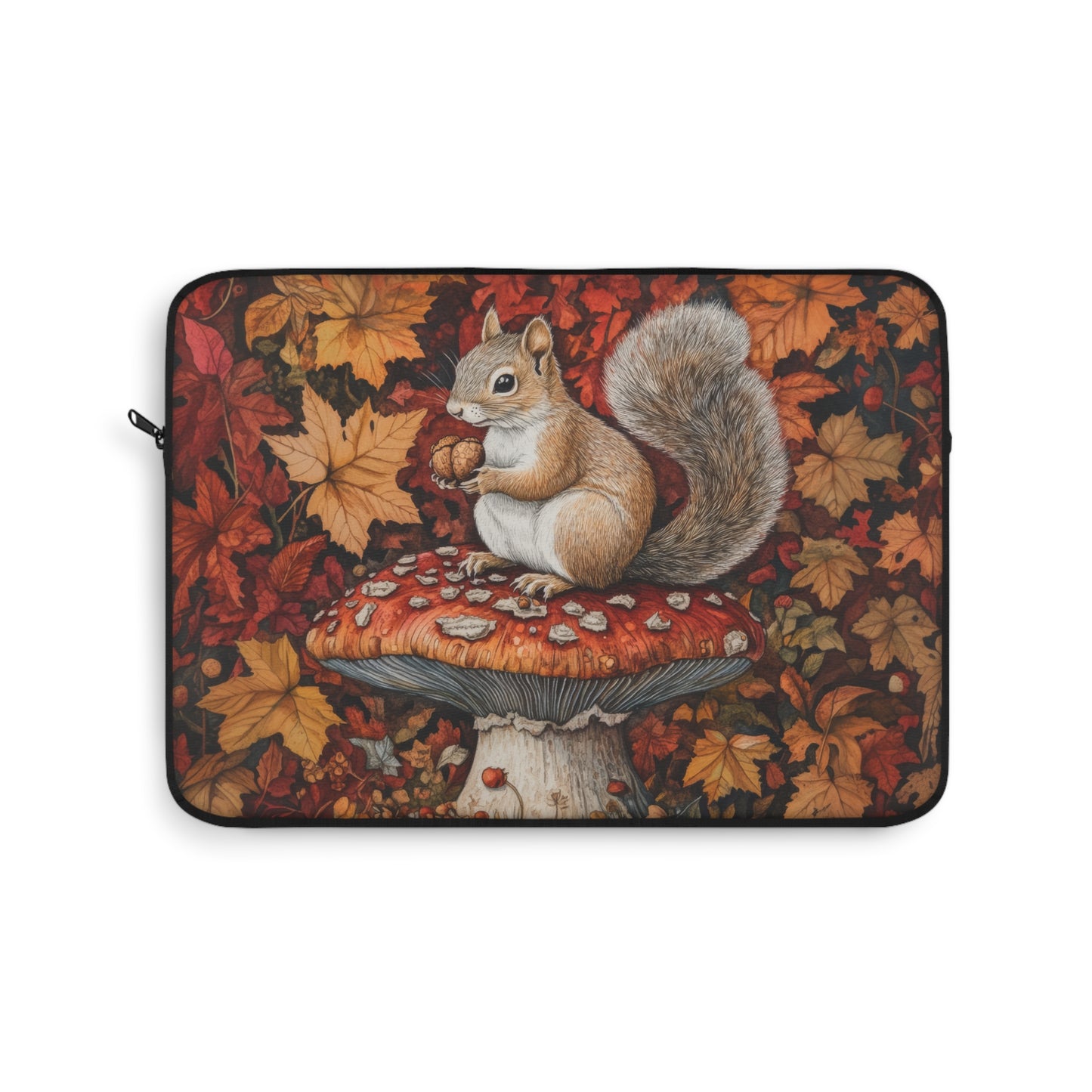 Squirrel In A Leafy Paradise Fall Season Laptop Sleeve, William Morris Design, Protective Case, Gift for Nature Lovers