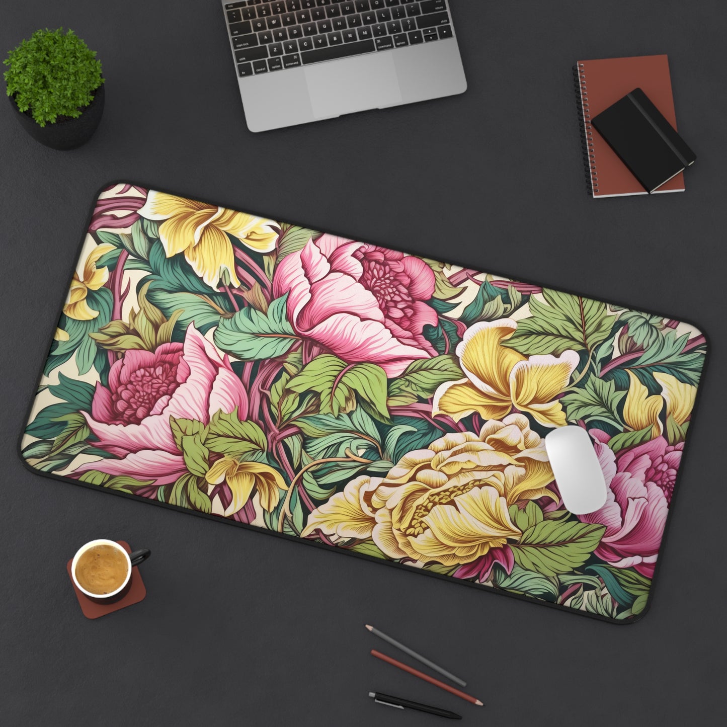 William Morris Inspired Floral Pattern Desk Mat 2 Sizes | Office Decor GiftDesk Mats