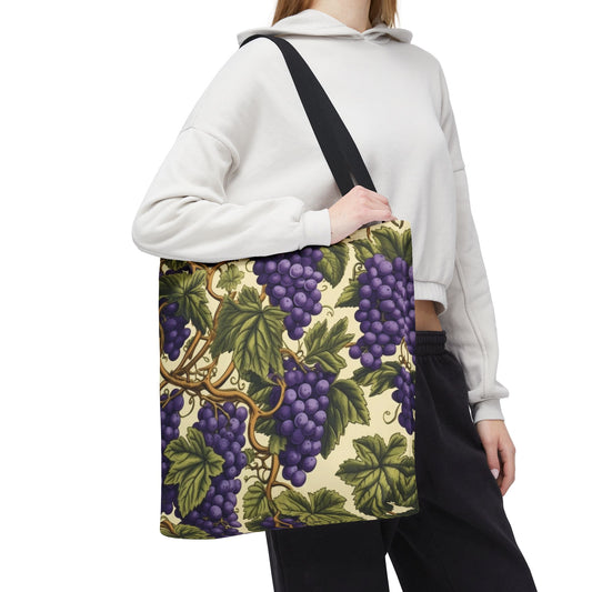 William Morris Inspired Grape Patten Tote Bag, Cottage-core Shopping Bag, Eco-Friendly Carryall