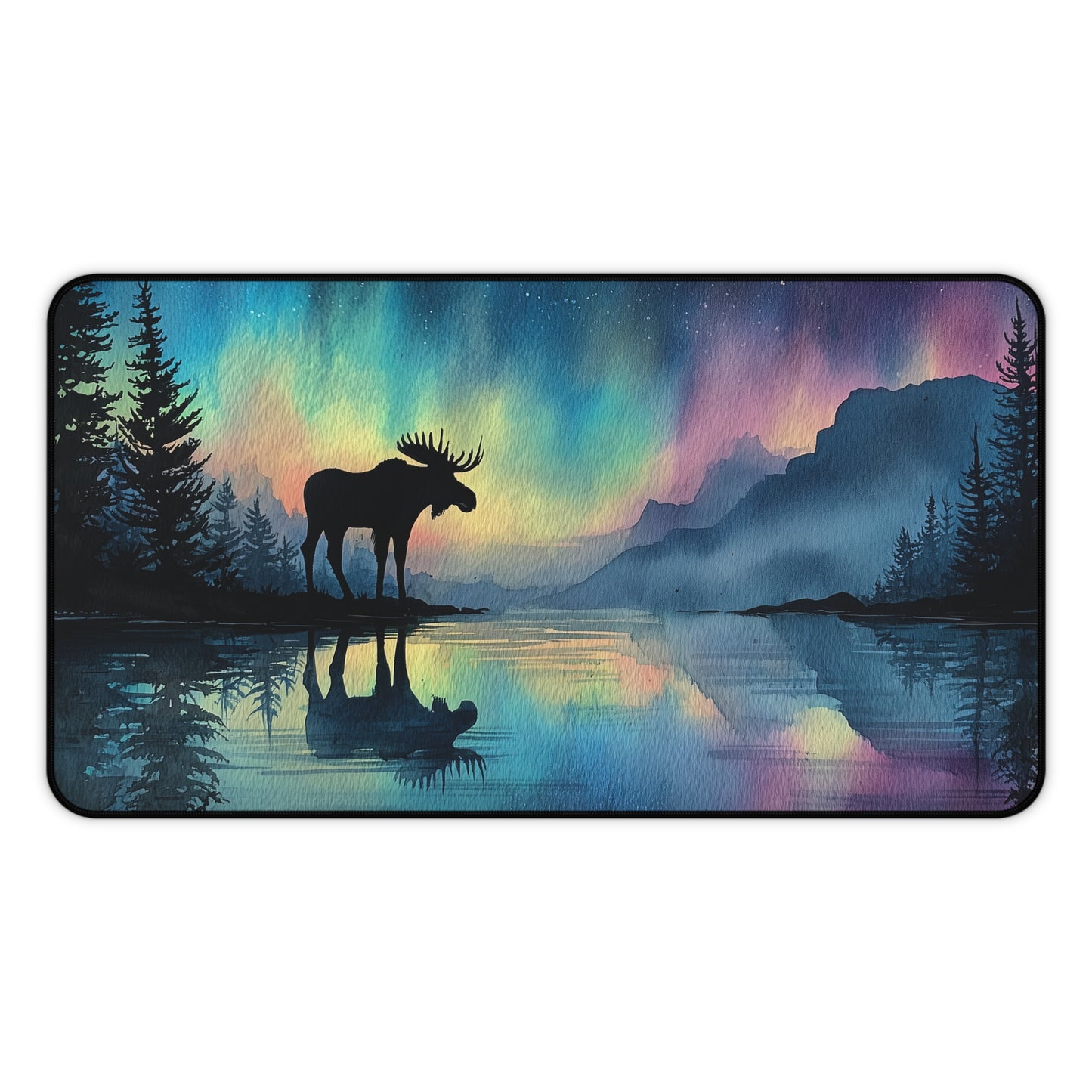 Aurora Moose Desk Mat, Northern Lights Mouse Pad, Night Sky Landscape Desk Pad, Nature Aesthetic Workspace Decor