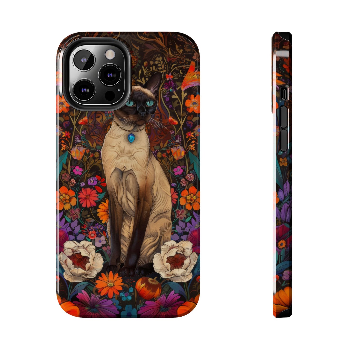 Art Deco Siamese Cat In The Style of William Morris iPhone Tough Case