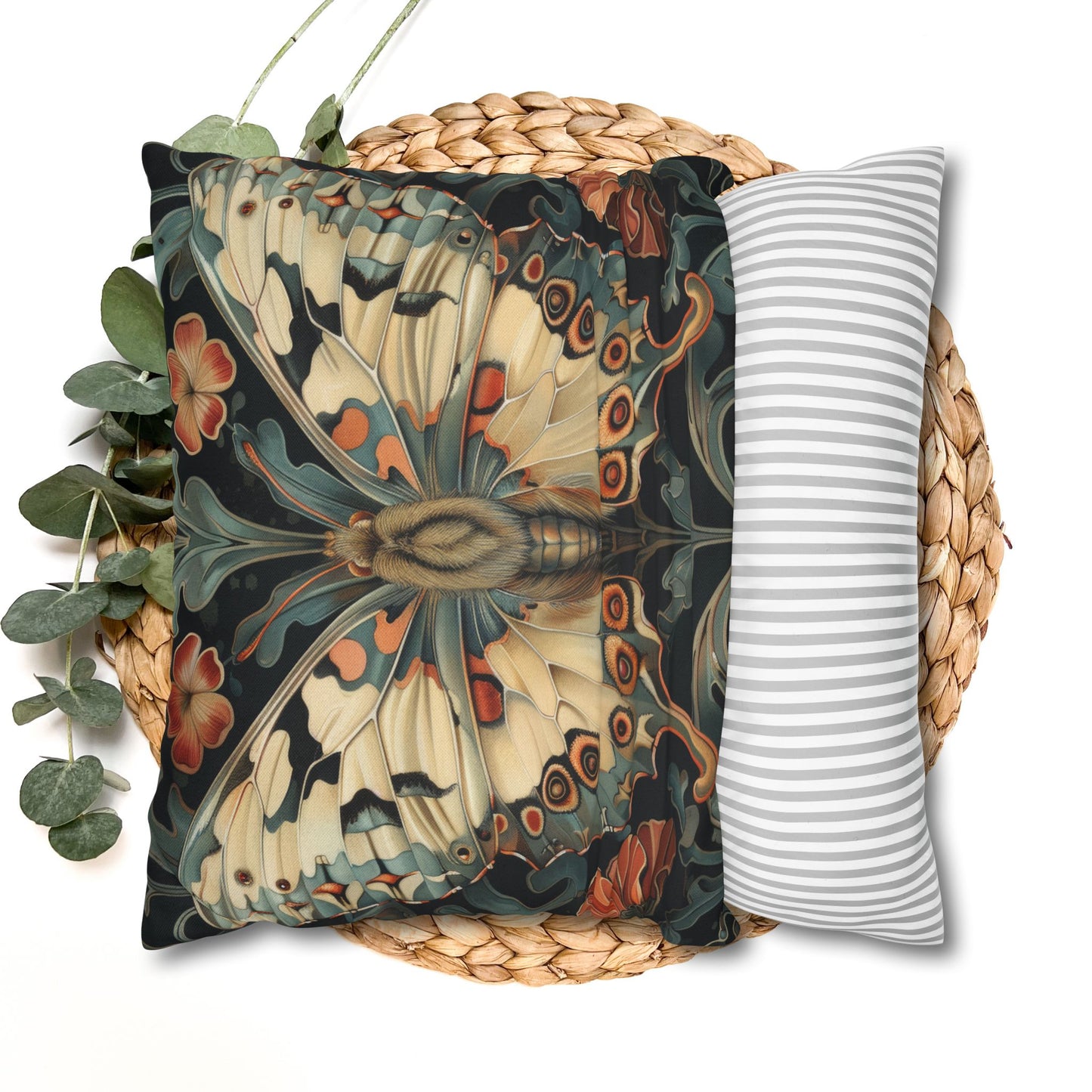 Woodland Botanical Butterfly Decorative Pillowcase; William Morris Inspired