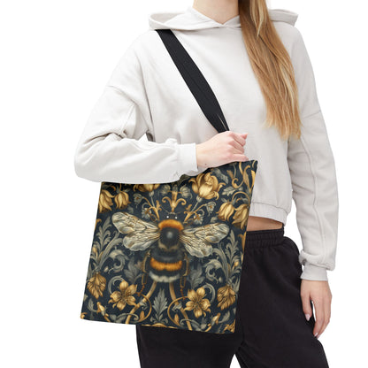 Vintage Bumblebee Floral Tote Bag | Botanical Insect Market Bag | Cottagecore Bee Shopper