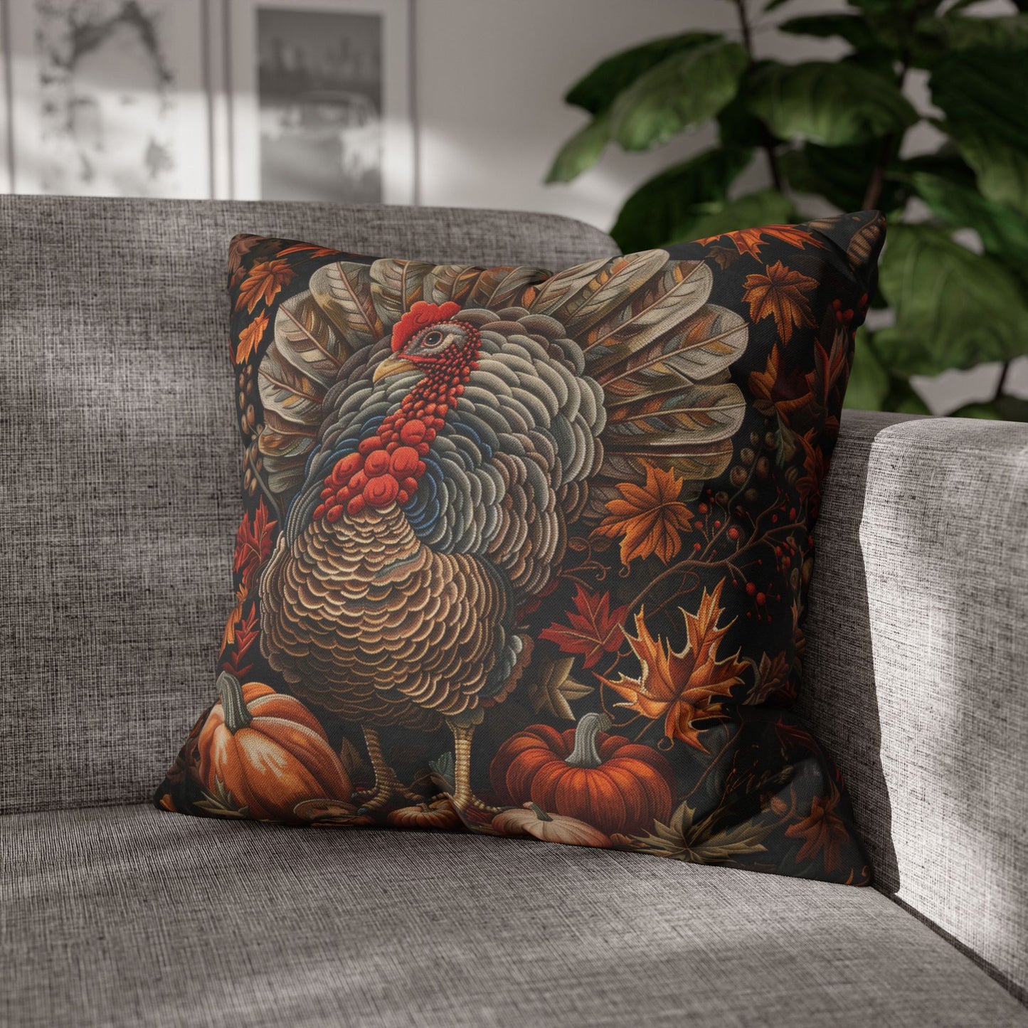 Thanksgiving Turkey Pillowcase: William Morris Inspired Fall Decor
