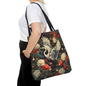 Flying Heron Vietnamese Art Style Tote Bag, Eco-Friendly Carryall