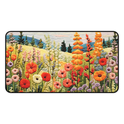 Wildflowers Embroidered Desk Mat | Office Decor GiftDesk Mats