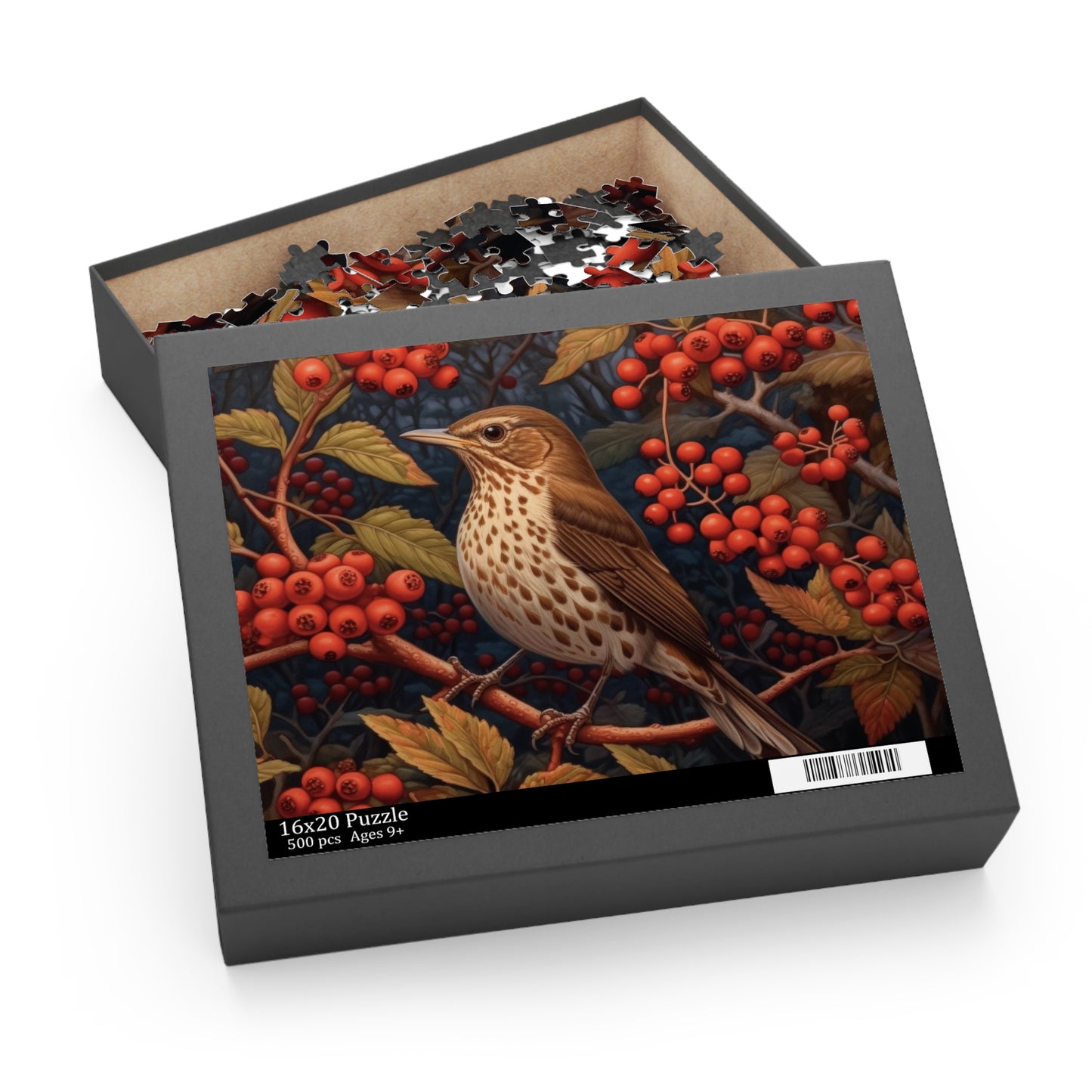 Song Thrush Bird William Morris Inspired (120, 252, 500-Piece) Adult Jigsaw Puzzle, Gift Him Her