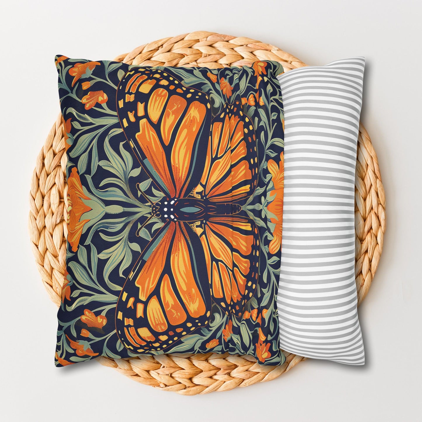 William Morris Inspired Monarch Butterfly Spring Pillowcase