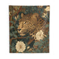 Vintage Leopard Botanical Tapestry, Elegant Jungle Floral Wall Hanging