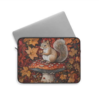 Squirrel In A Leafy Paradise Fall Season Laptop Sleeve, William Morris Design, Protective Case, Gift for Nature Lovers