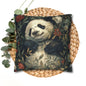 Panda Floral Throw Pillowcase - Vintage Botanical Spun Polyester Cushion Cover