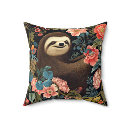 William Morris Inspired Sloth Pillow, Inspired, Decorative Sloth Cushion, Spun Polyester Square Pillow