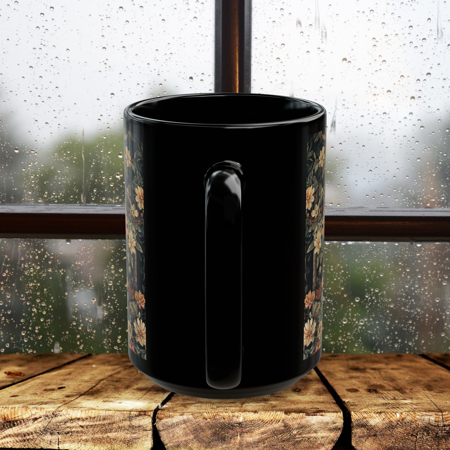 Forest Fox William Morris Inspired | Fox Ancient Black Coffee Mug For Her Him Ceramic Mug Black Mug 11oz, 15oz