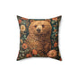 William Morris Floral Bear Pillow Spun Polyester Square Pillow | Decorative Home Accent