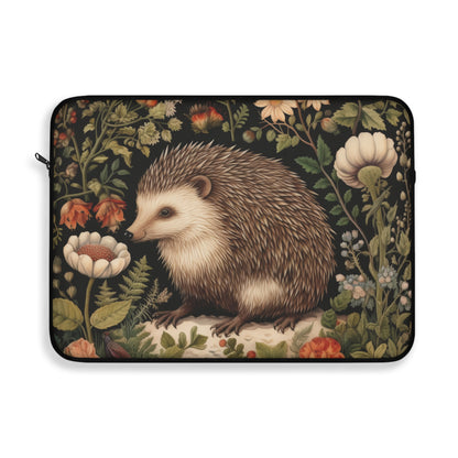 William Morris Inspired Botanical Charming Hedgehog Laptop Sleeve, Animal Protective Case, Customizable Cover, Gift for Nature Lovers