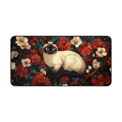 Art Deco Siamese Cat  William Morri Inspired Desk Mat 2 Sizes |  Office Decor GiftDesk Mats