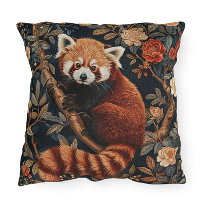 Red Panda Outdoor Pillow, Woodland Animal Throw Pillow, Botanical Cushion, Cute Wildlife Decor, Forest Accent Pillow, Nature Lover Gift, Rustic Cabin Pillow