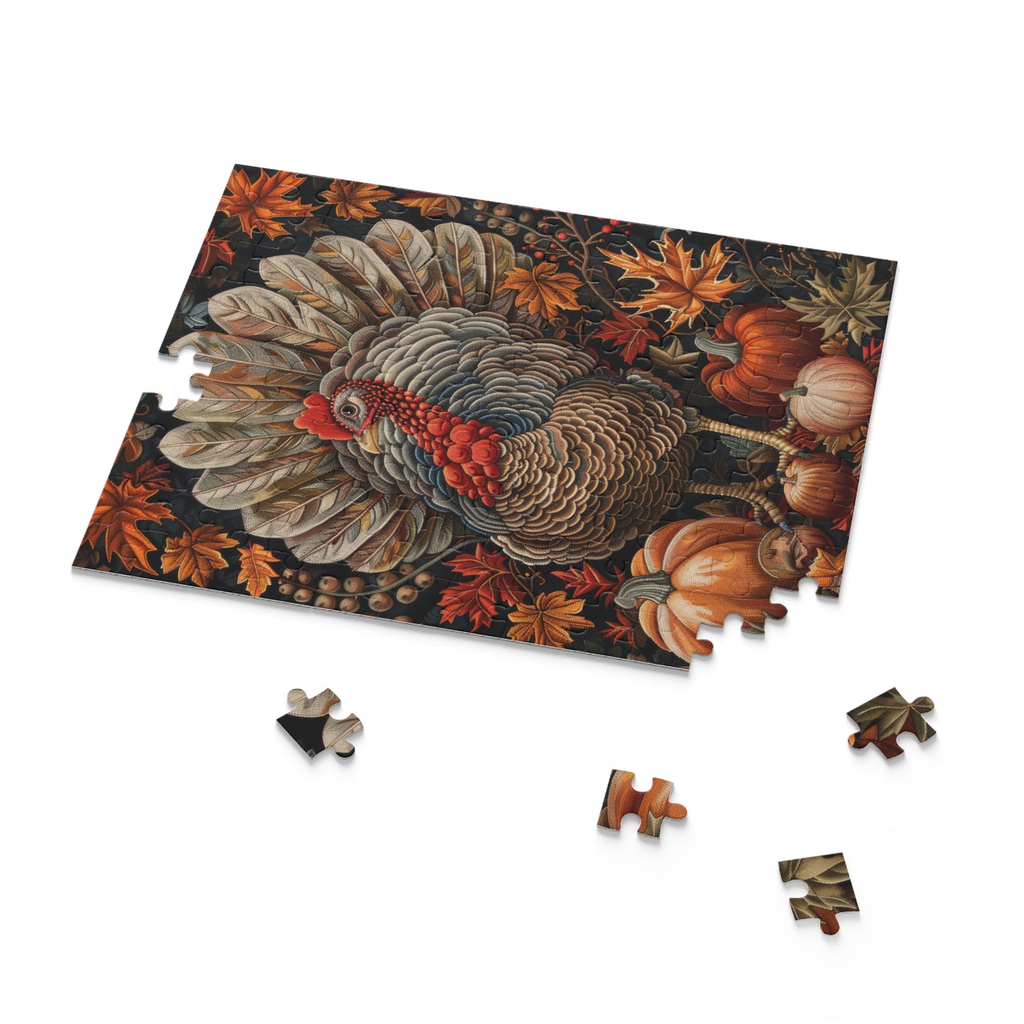 Thanksgiving Turkey Pumpkins Jigsaw Puzzle (120, 252, 500-Piece) Gift-Ready Box, Adult Jigsaw Puzzle