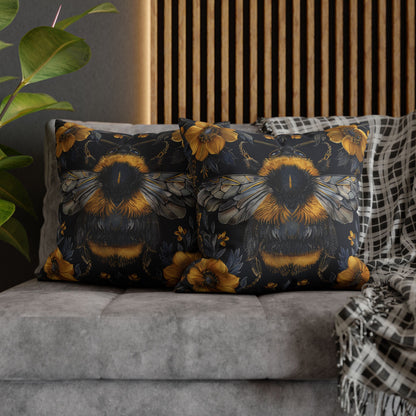 Botanical Bumblebee Pillowcase, William Morris Inspired Decor, Square Pillowcase