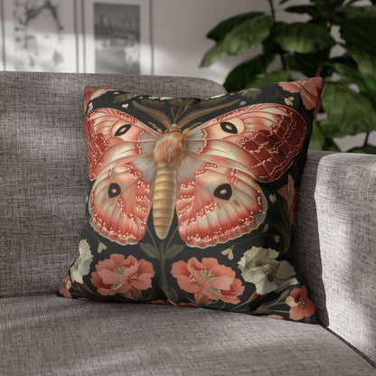 William Morris Inspired Woodland Pink Primrose Moth Decorative Pillowcase
