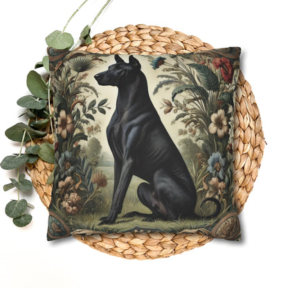 Black Thai Ridgeback Dog Ornate Botanical Pillowcase