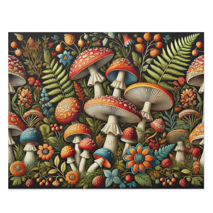 Whimsical Wild Mushroom Puzzle for Nature Enthusiasts (120, 252, 500, 1000-Piece) Charming Floral and Mushroom Design, Adult Puzzle Gift